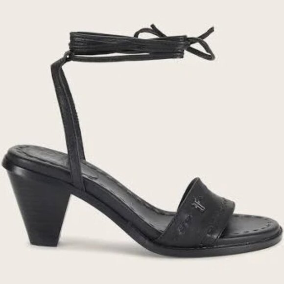 NEW FRYE Leather Estelle Ankle Tie Sandals black for women 567mn - Picture 7 of 10